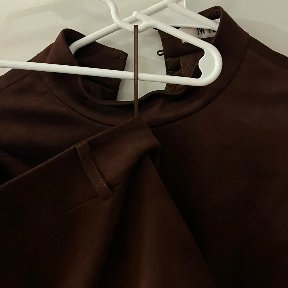 JW PEI | Grace Faux Suede Crop Top and Mini Skirt Set - Chocolate Brown - Picture 5 of 7